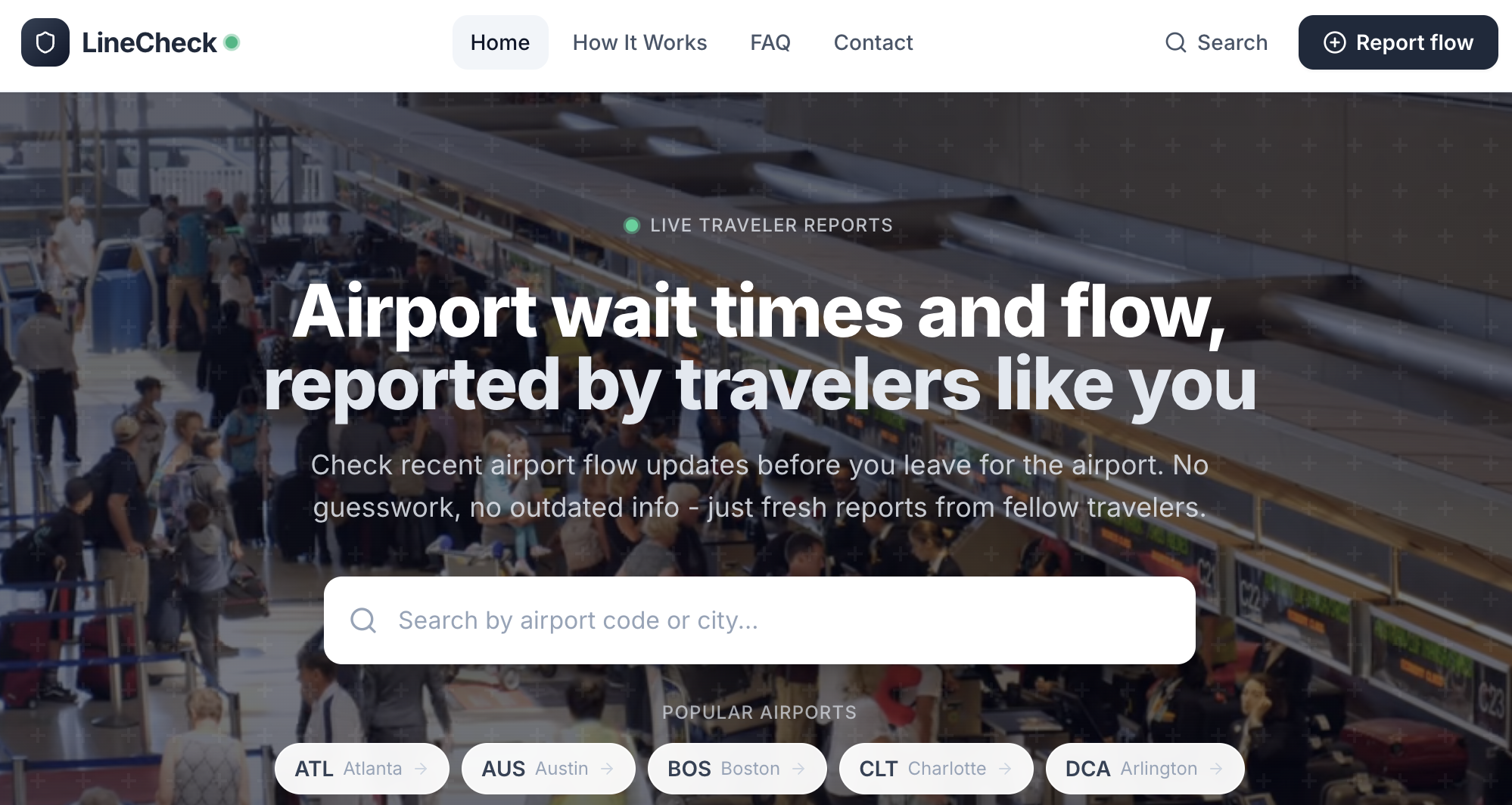 LineCheck custom airport wait time dashboard web app by Chenzo Designs