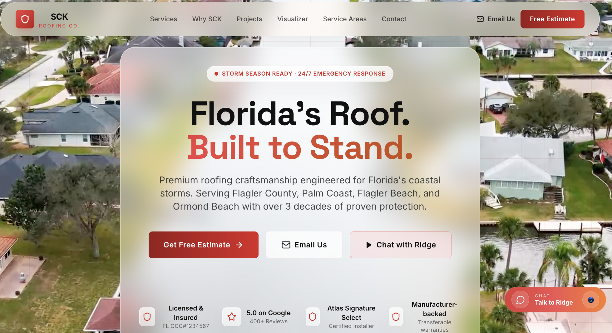 SCK Roofing Co. website preview