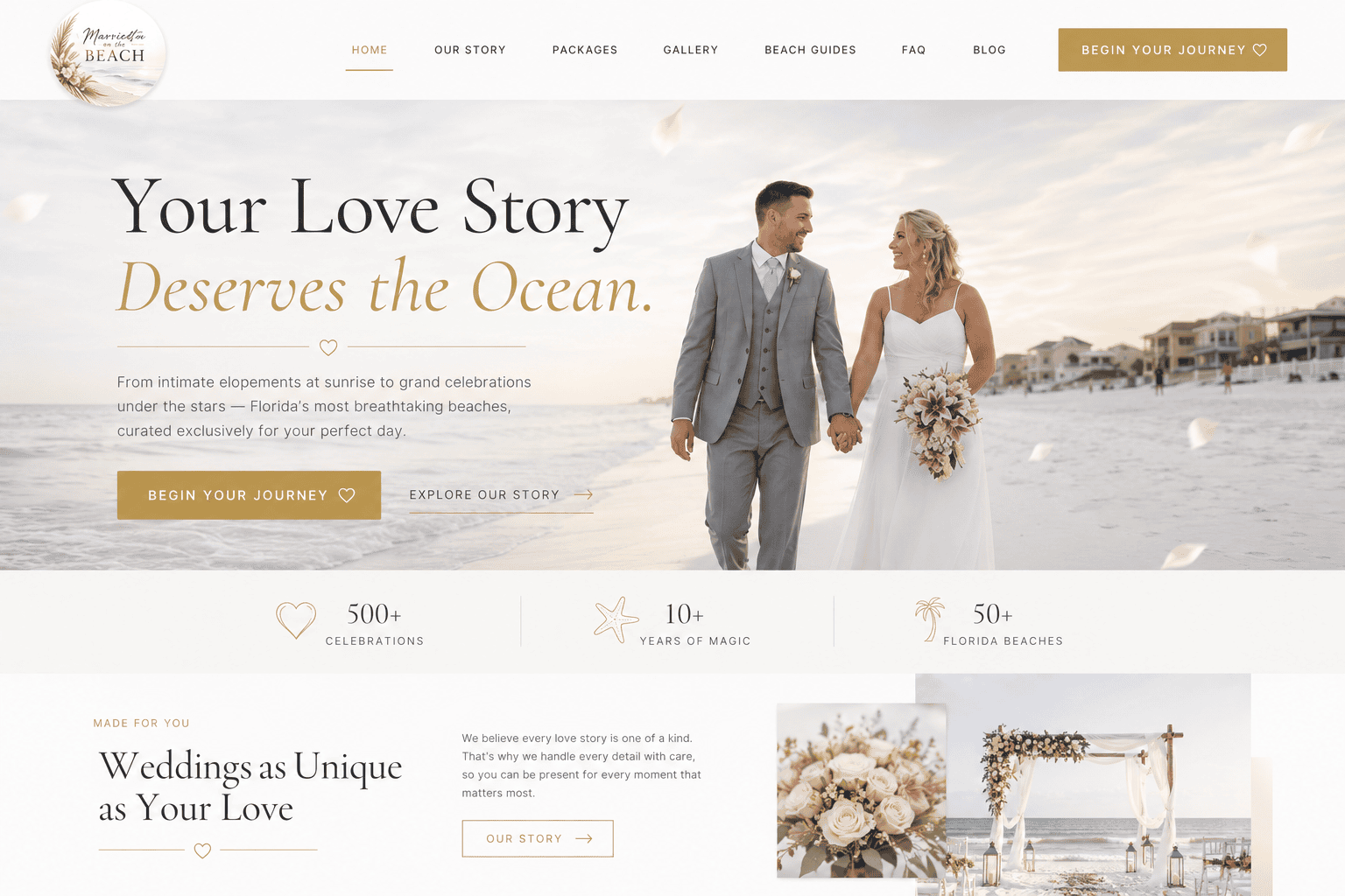 Florida Beach and Custom Weddings website designed by Chenzo Designs