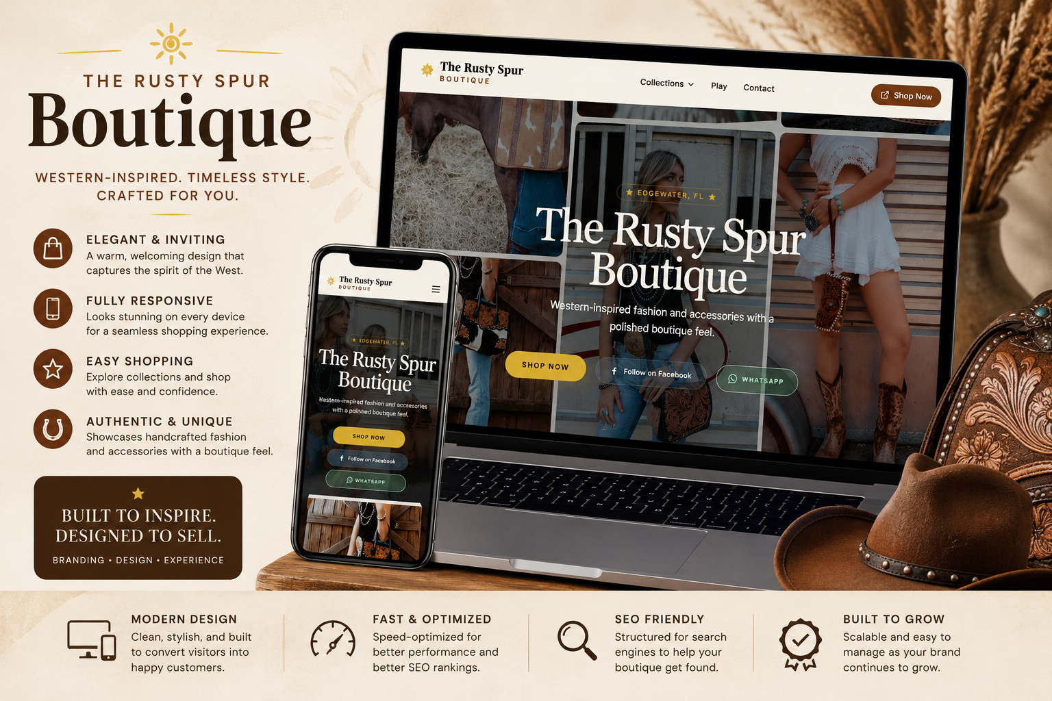 The Rusty Spur Boutique ecommerce website designed by Chenzo Designs