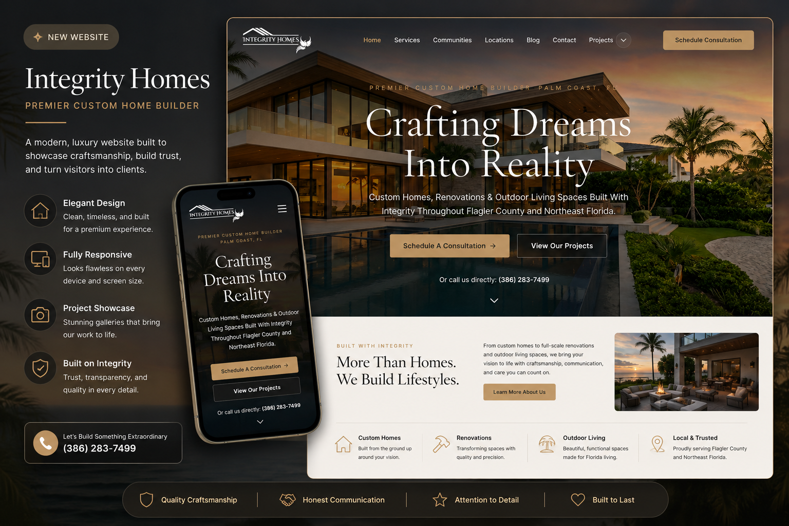 Integrity Homes custom home builder website designed by Chenzo Designs