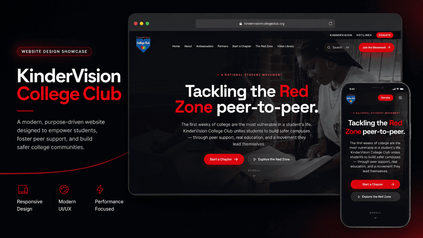 KinderVision College Club website preview