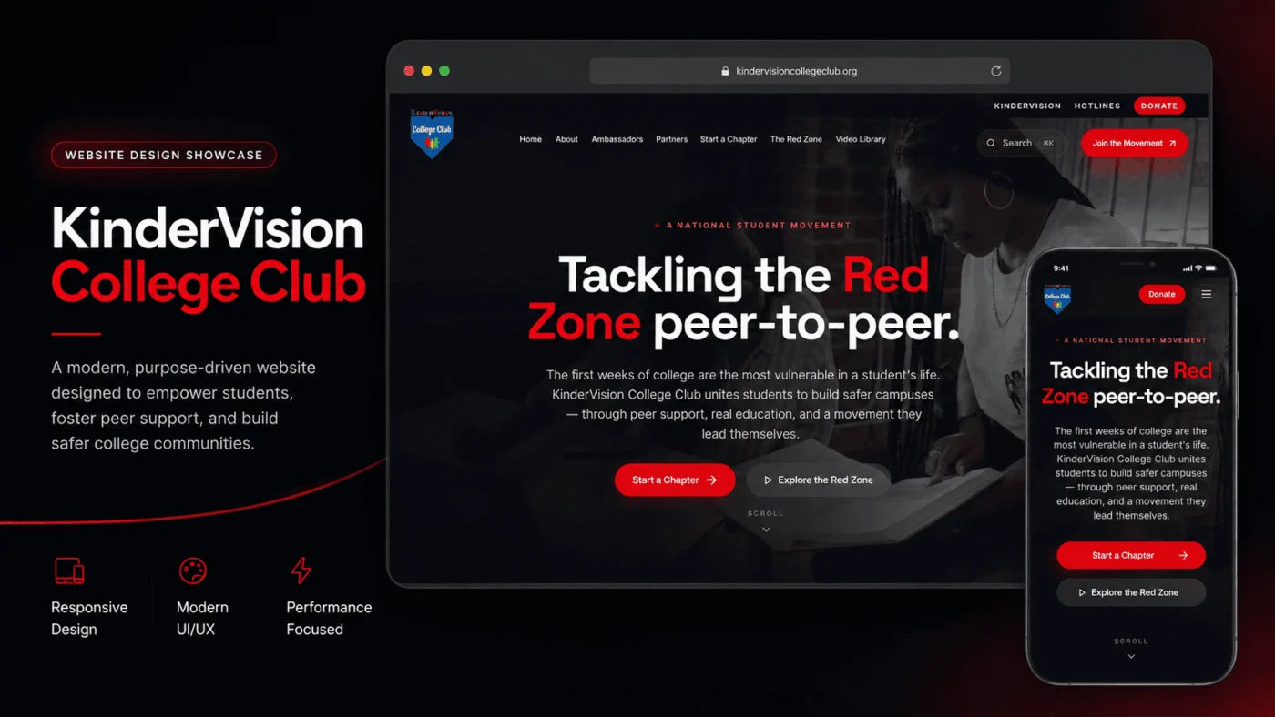 KinderVision College Club website preview