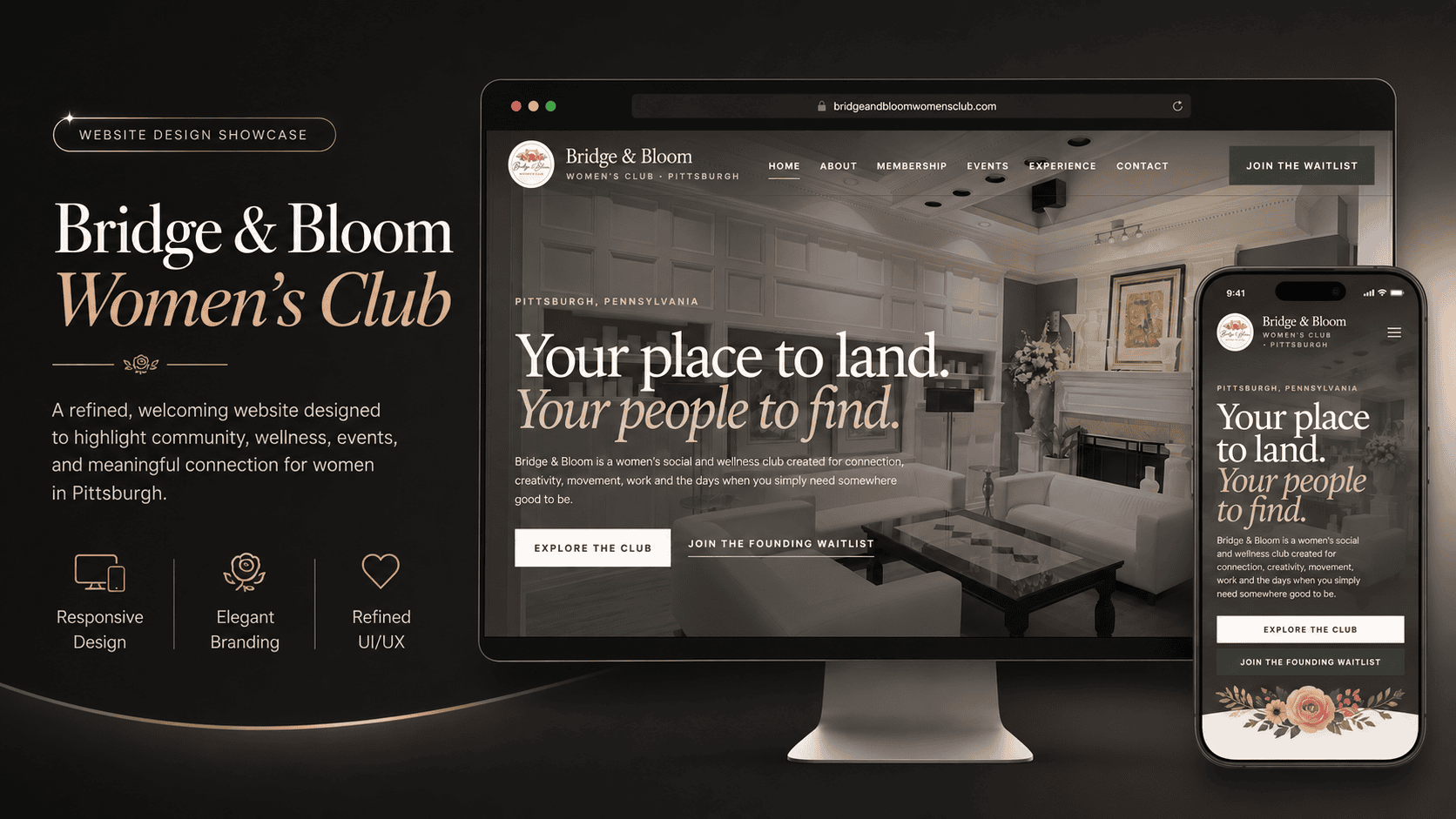 Bridge and Bloom Women's Club website preview