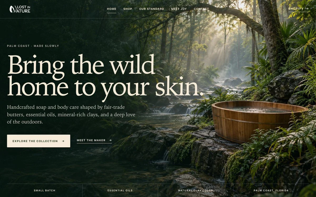 Lost in Nature Soap website preview