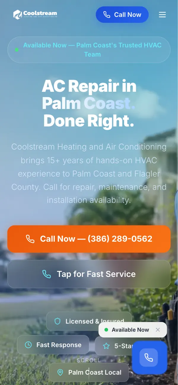 AC Repair Palm Coast on a phone