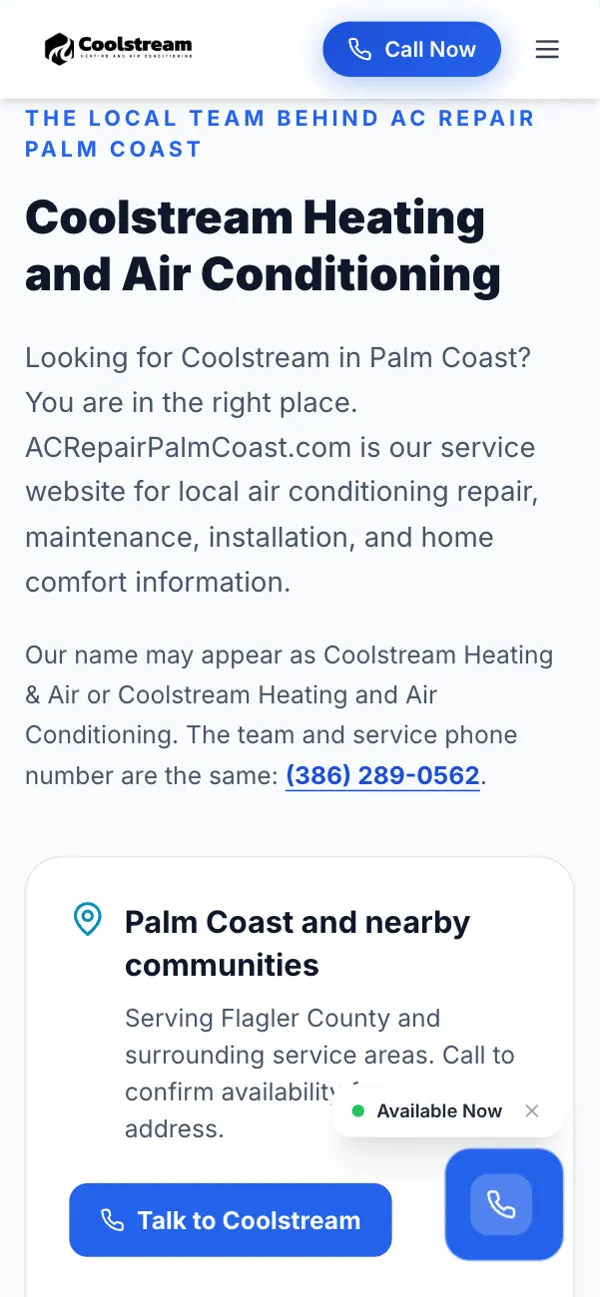 AC Repair Palm Coast on a phone