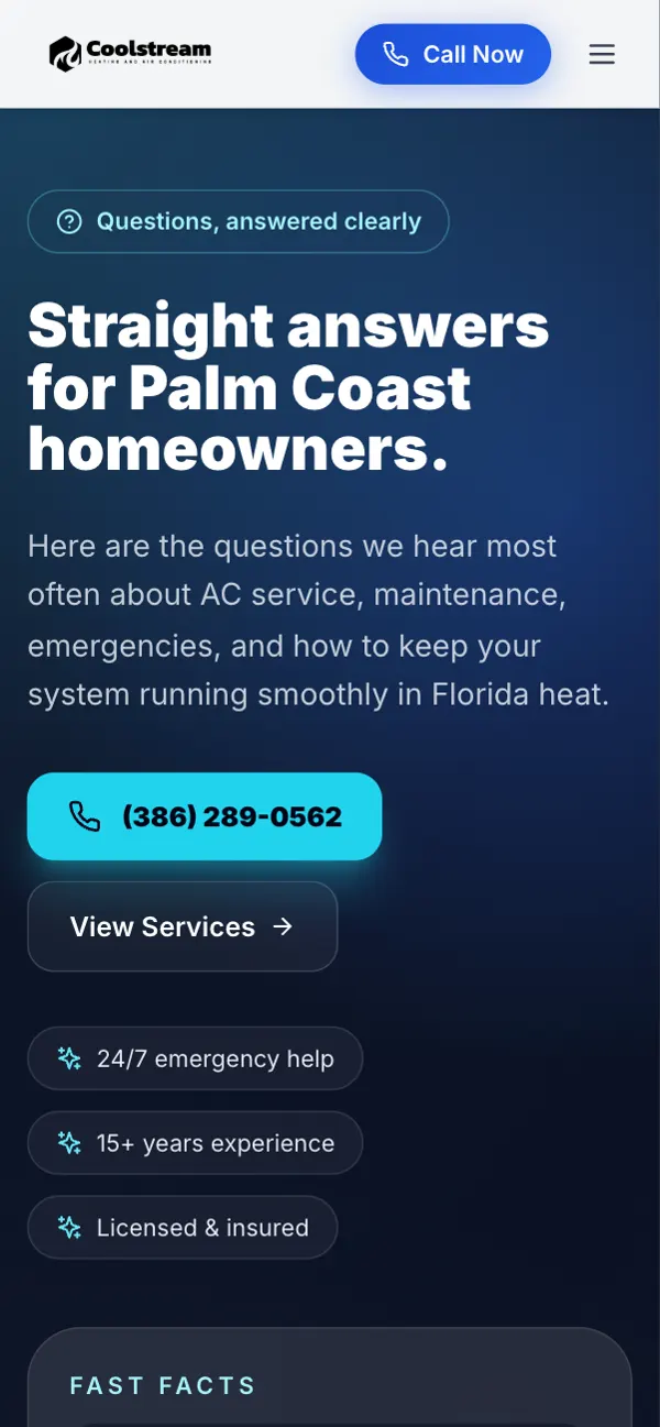 AC Repair Palm Coast on a phone