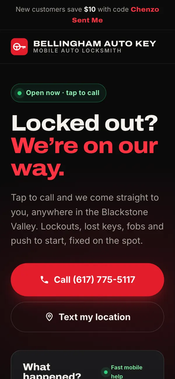 Bellingham Auto Key on a phone