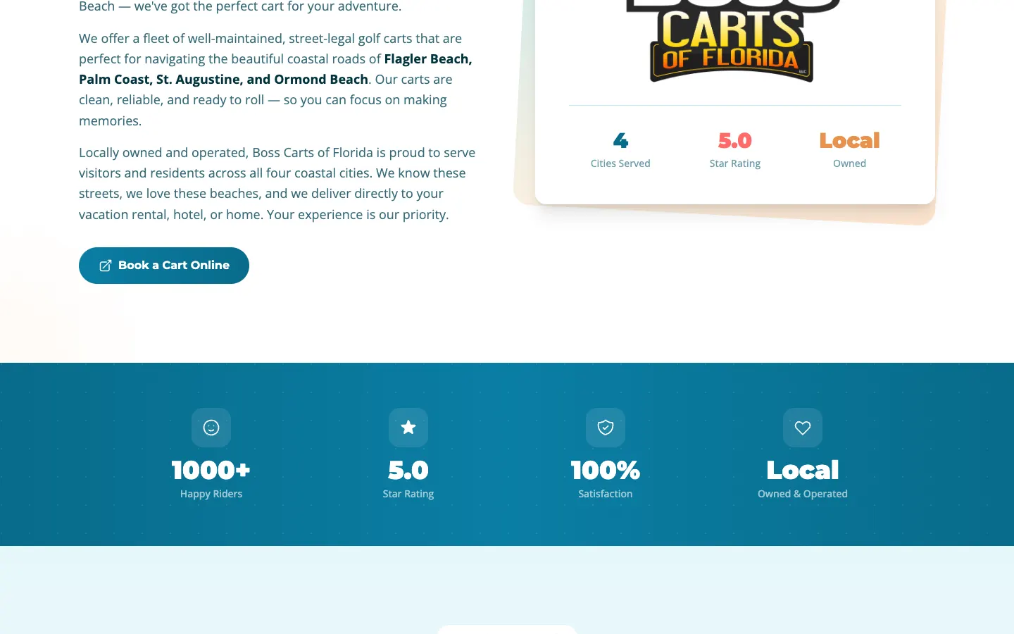 Boss Carts of Florida website detail