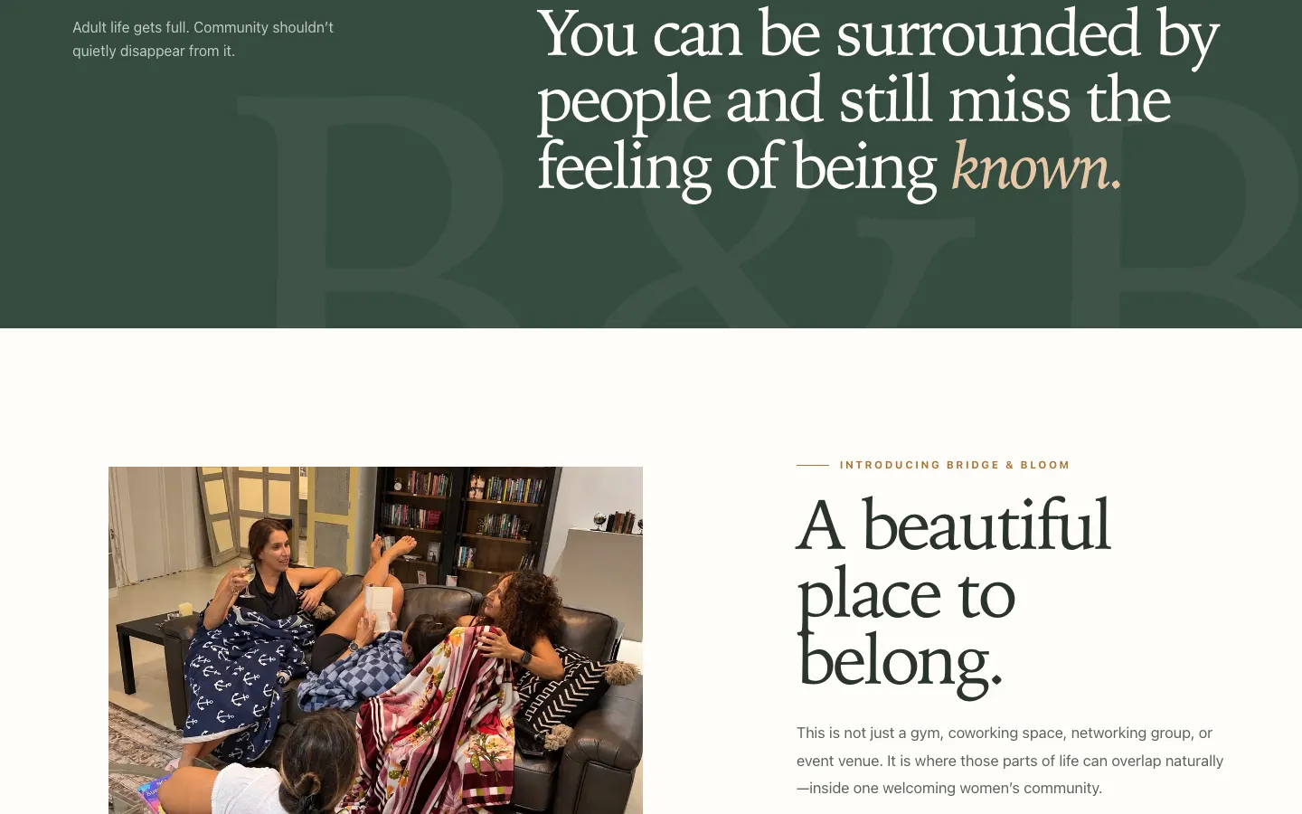 Bridge & Bloom Women's Club website detail