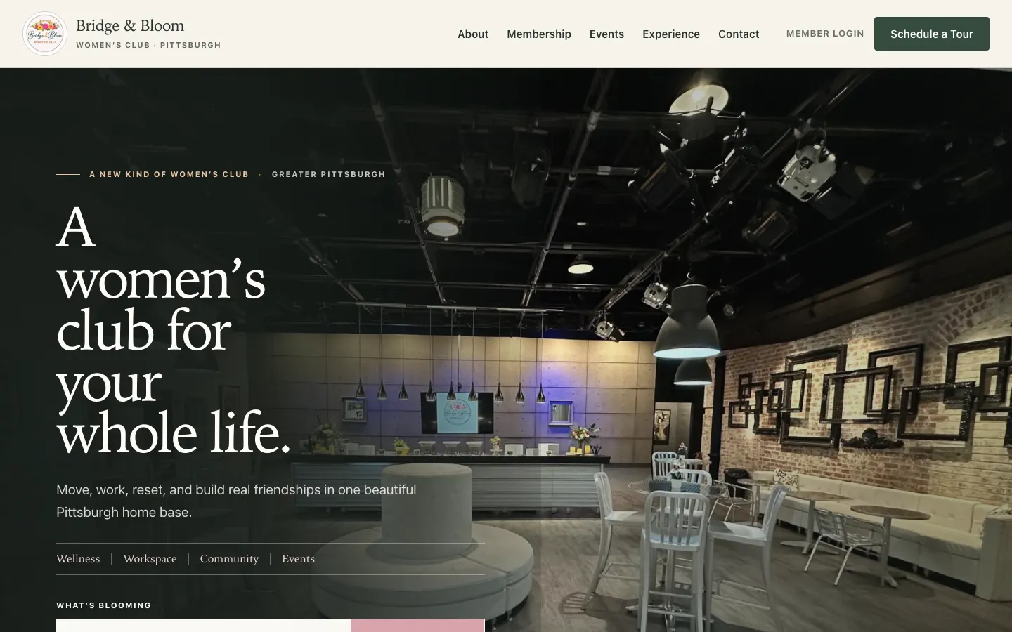 Bridge & Bloom Women's Club website by Chenzo Designs