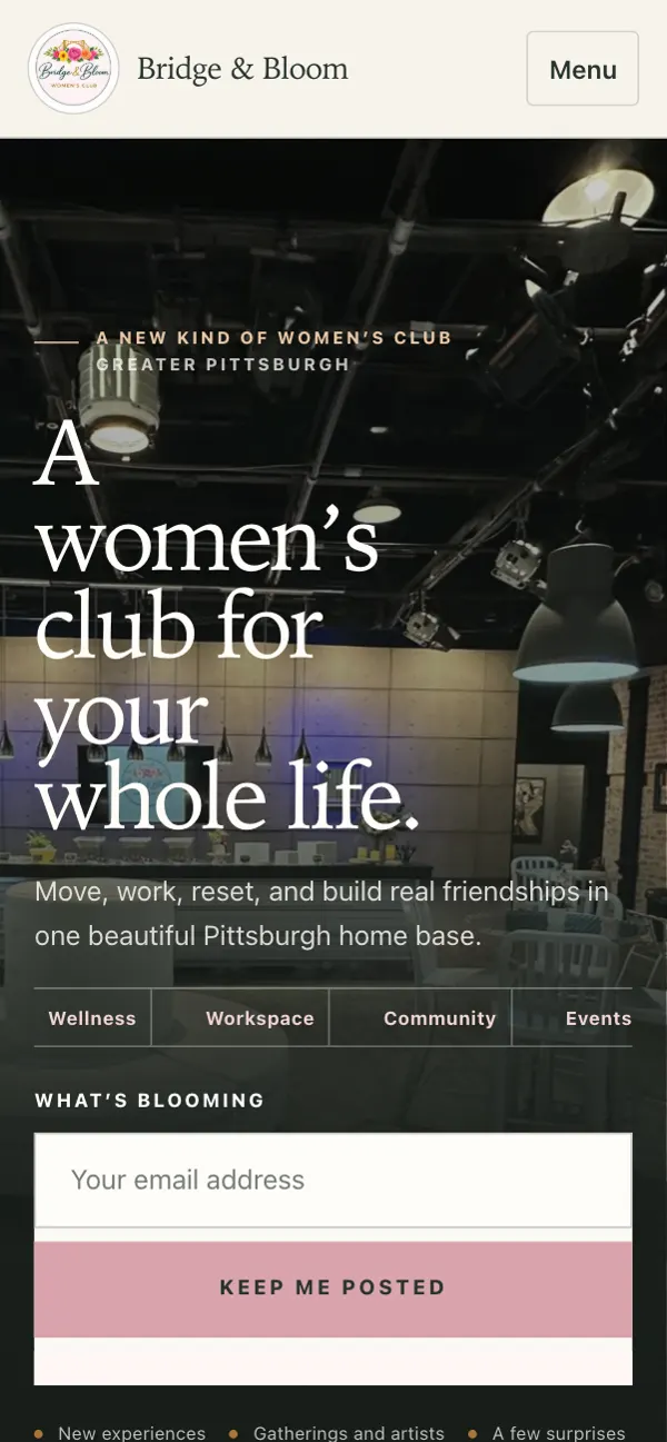 Bridge & Bloom Women's Club on a phone