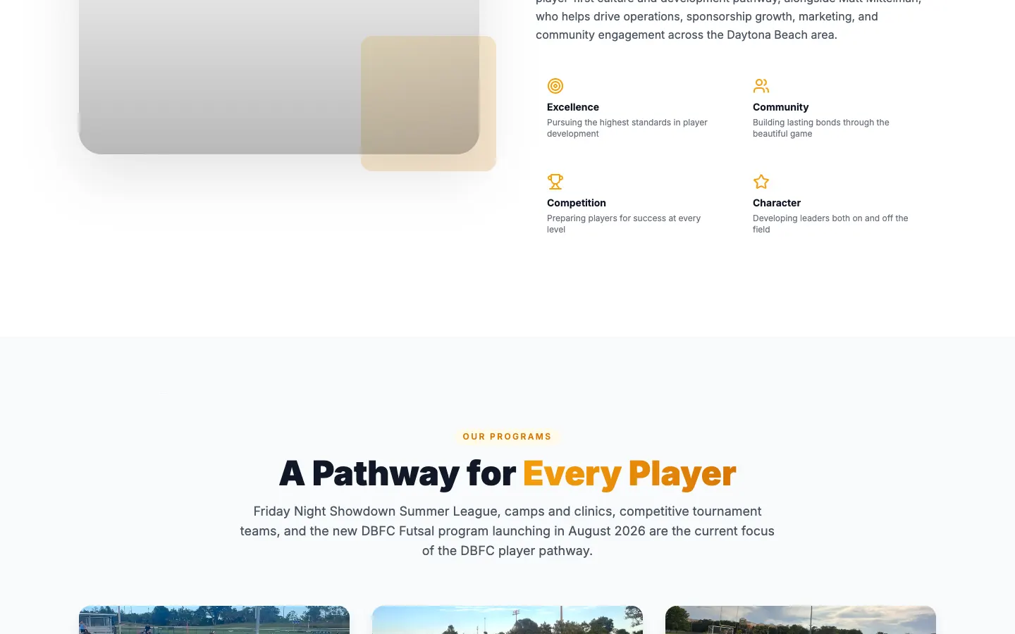 Daytona Beach FC website detail