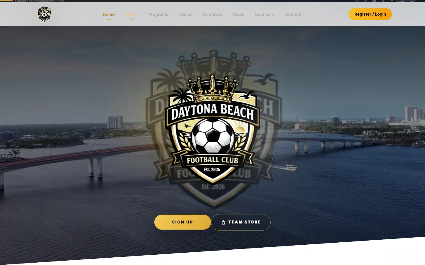 Daytona Beach FC website by Chenzo Designs