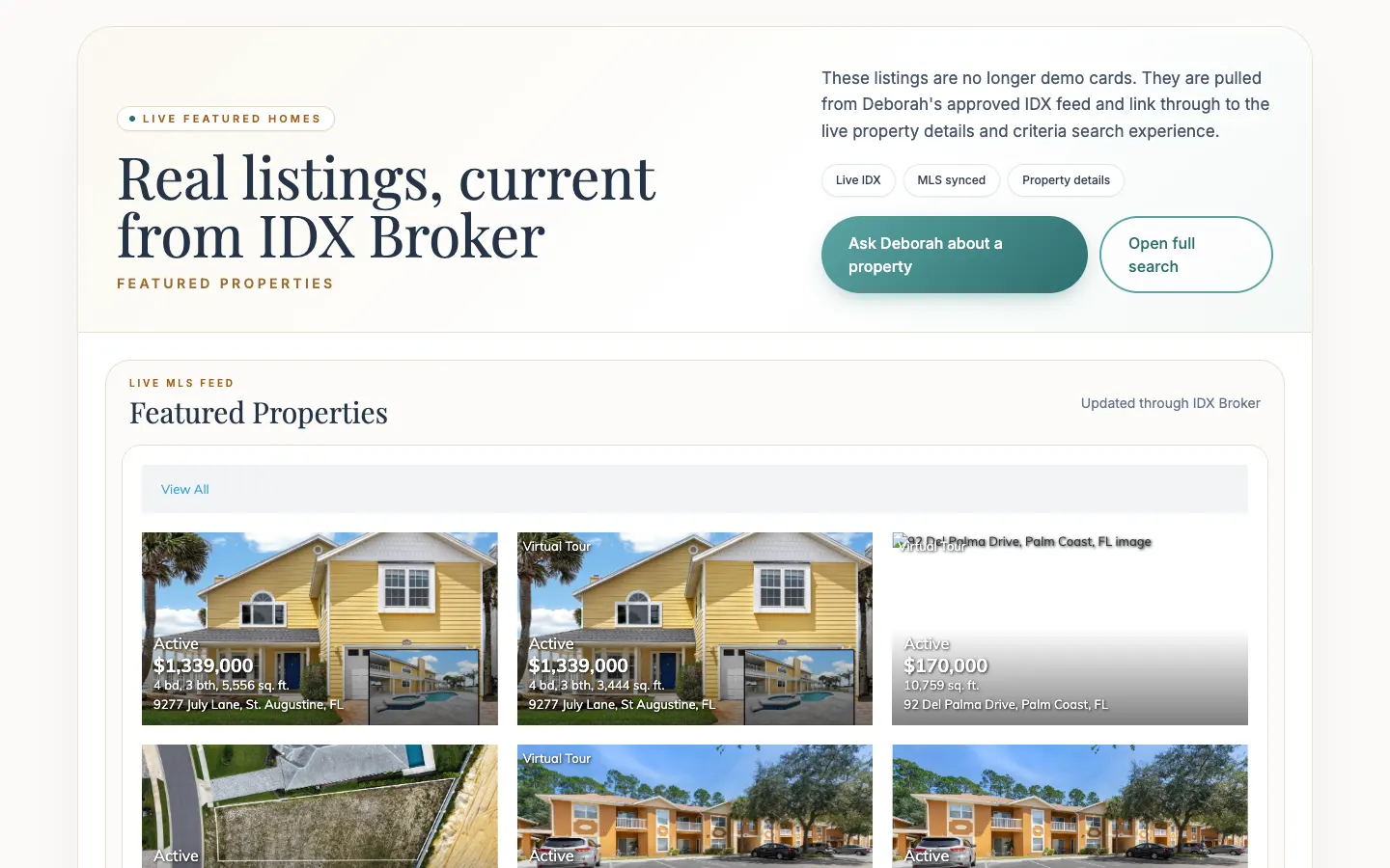 Deborah Ronson Realtor website detail