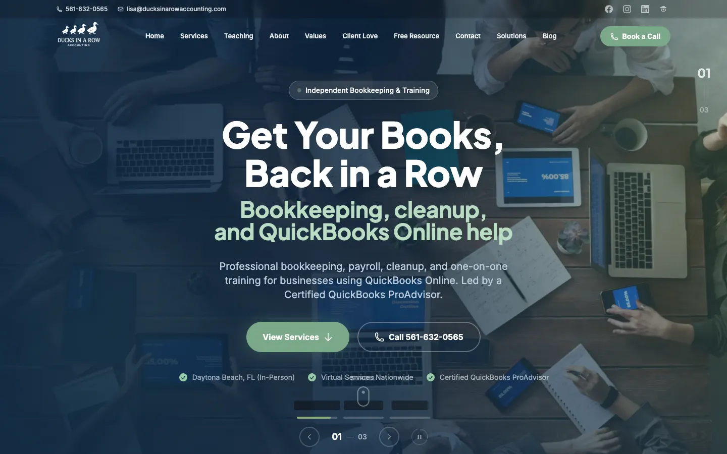 Ducks In A Row Accounting website by Chenzo Designs