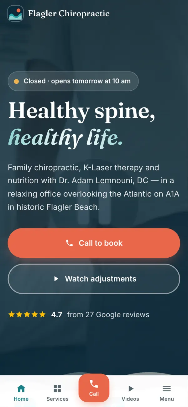 Flagler Chiropractic on a phone