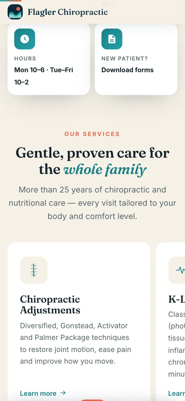 Flagler Chiropractic on a phone