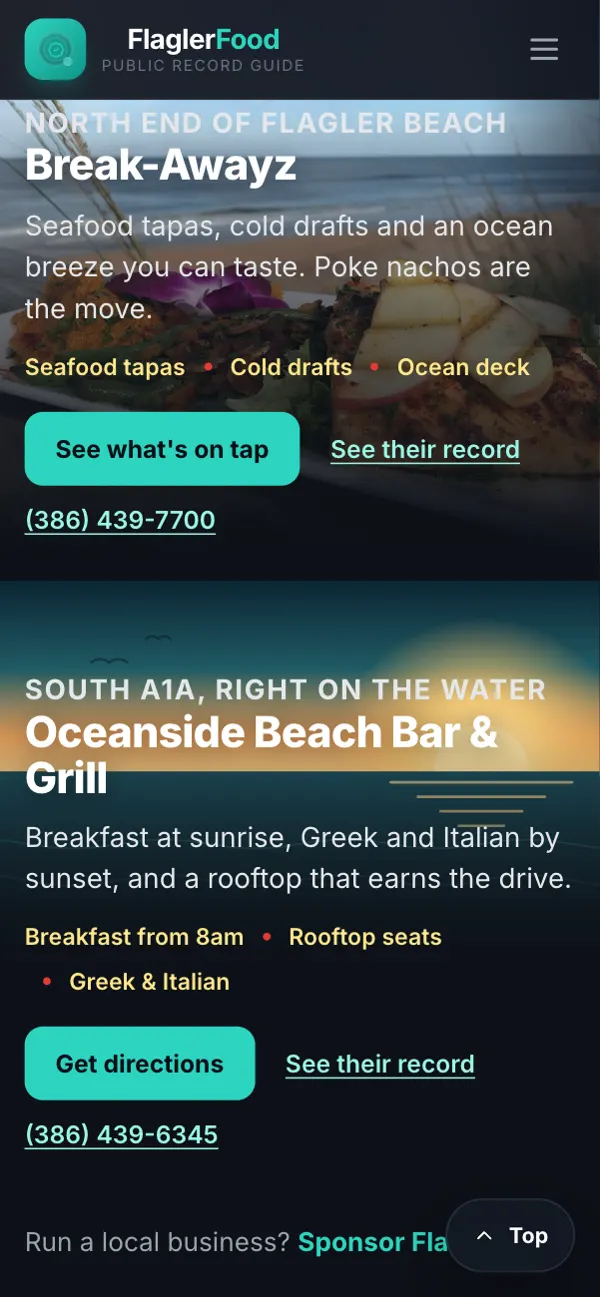 Flagler Food on a phone