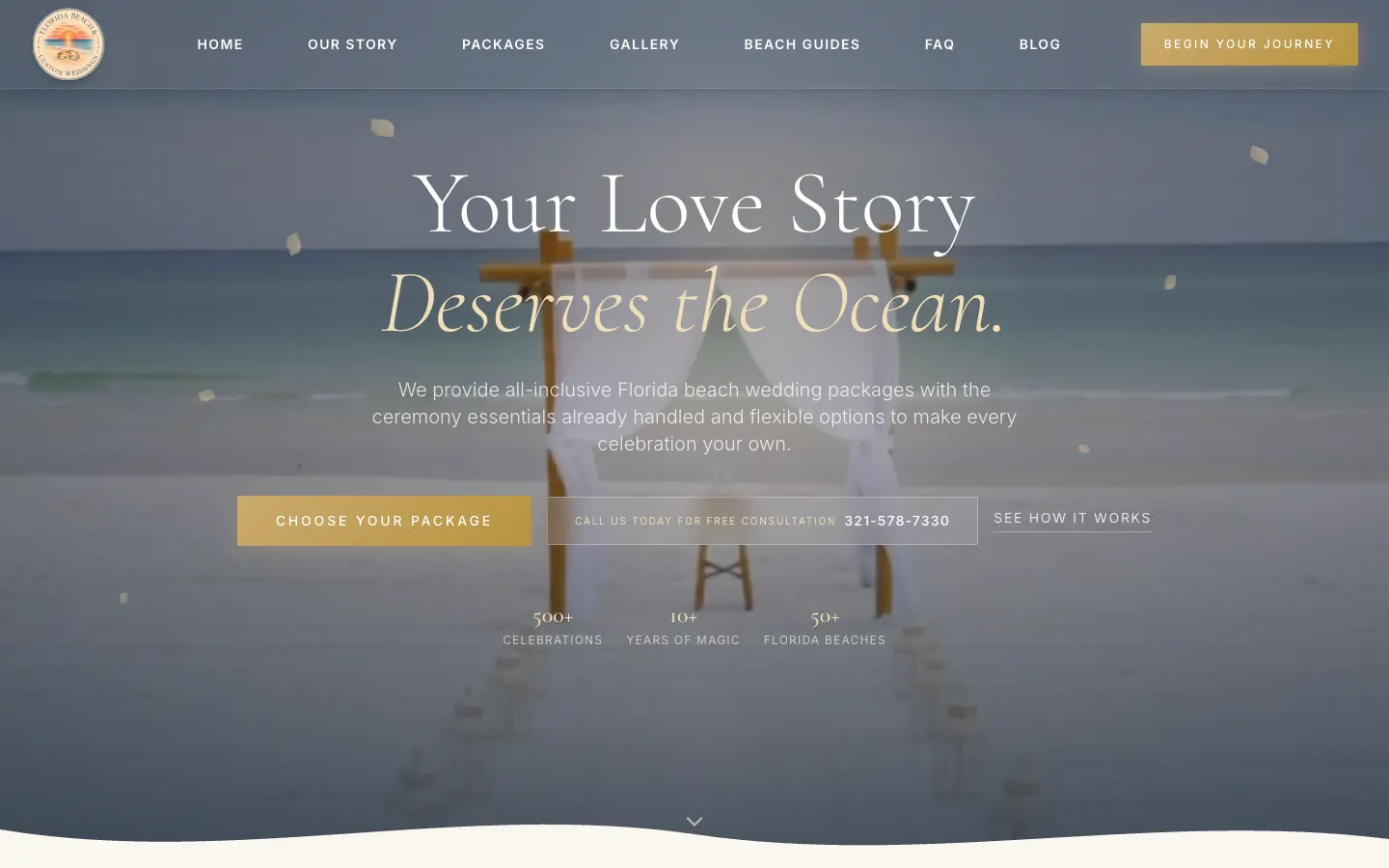 Florida Beach & Custom Weddings website by Chenzo Designs