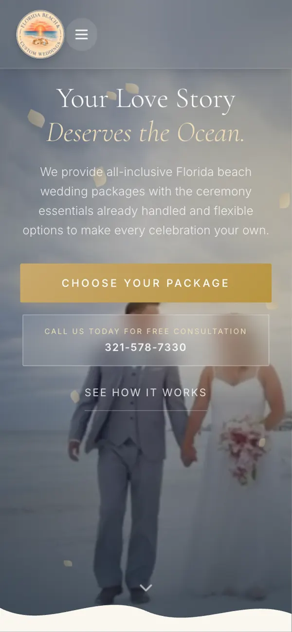 Florida Beach & Custom Weddings on a phone
