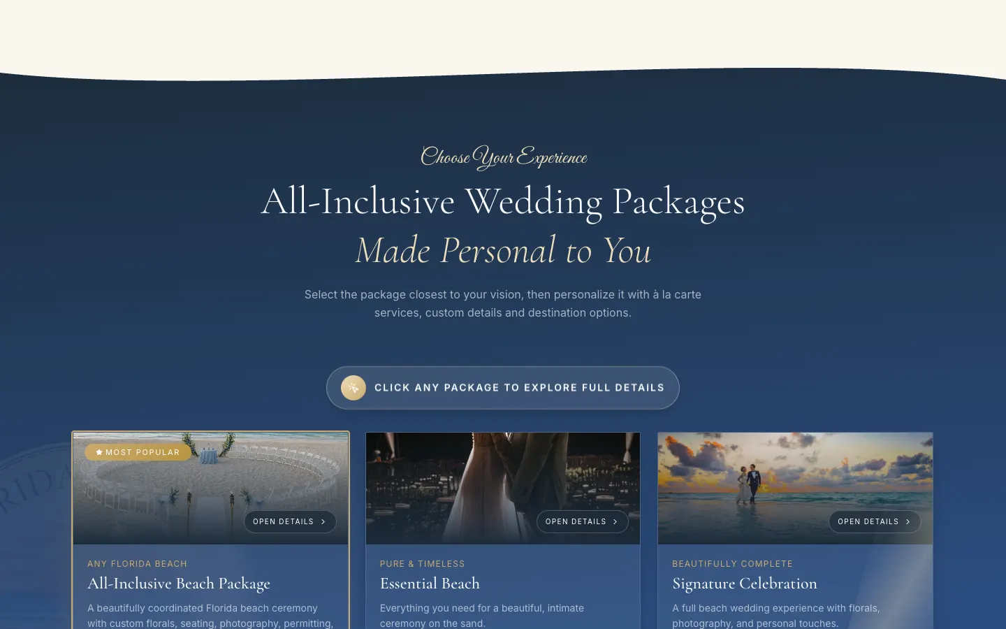 Florida Beach & Custom Weddings: The packages