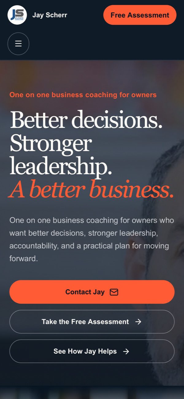 Jay Scherr homepage on a phone