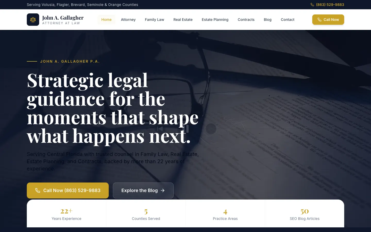 John A. Gallagher P.A. website by Chenzo Designs