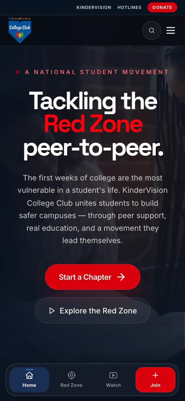 KinderVision College Club on a phone