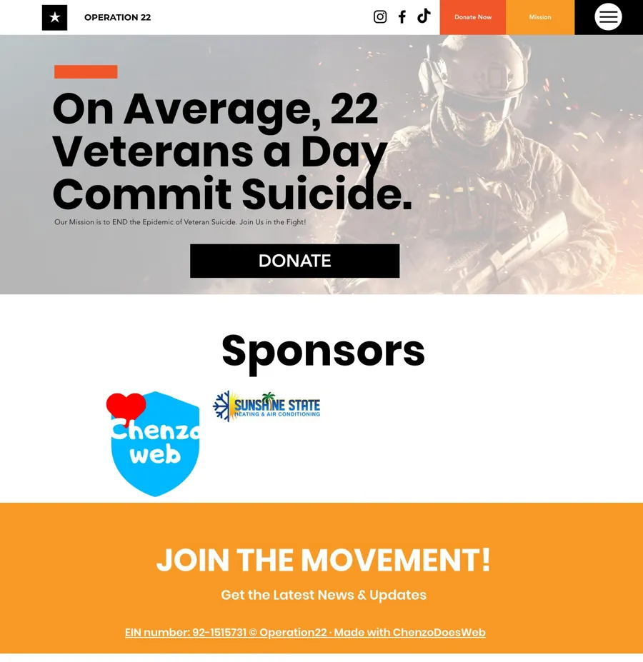 Operation 22 website by Chenzo Designs