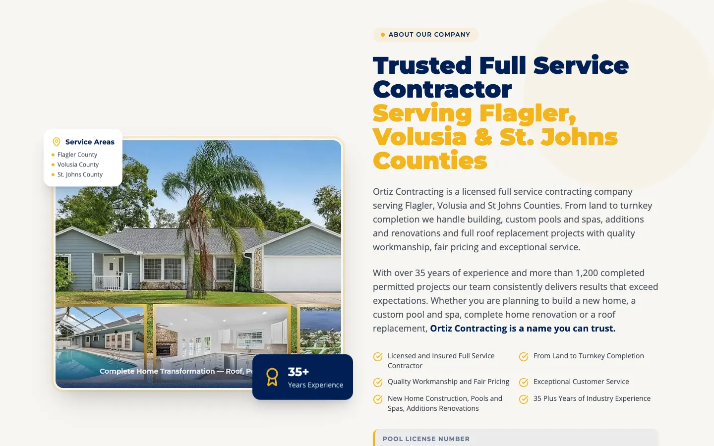 Ortiz Contracting Services website detail