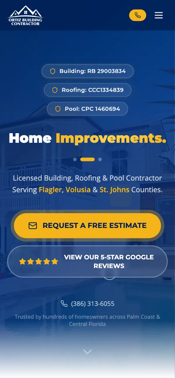 Ortiz Contracting Services on a phone
