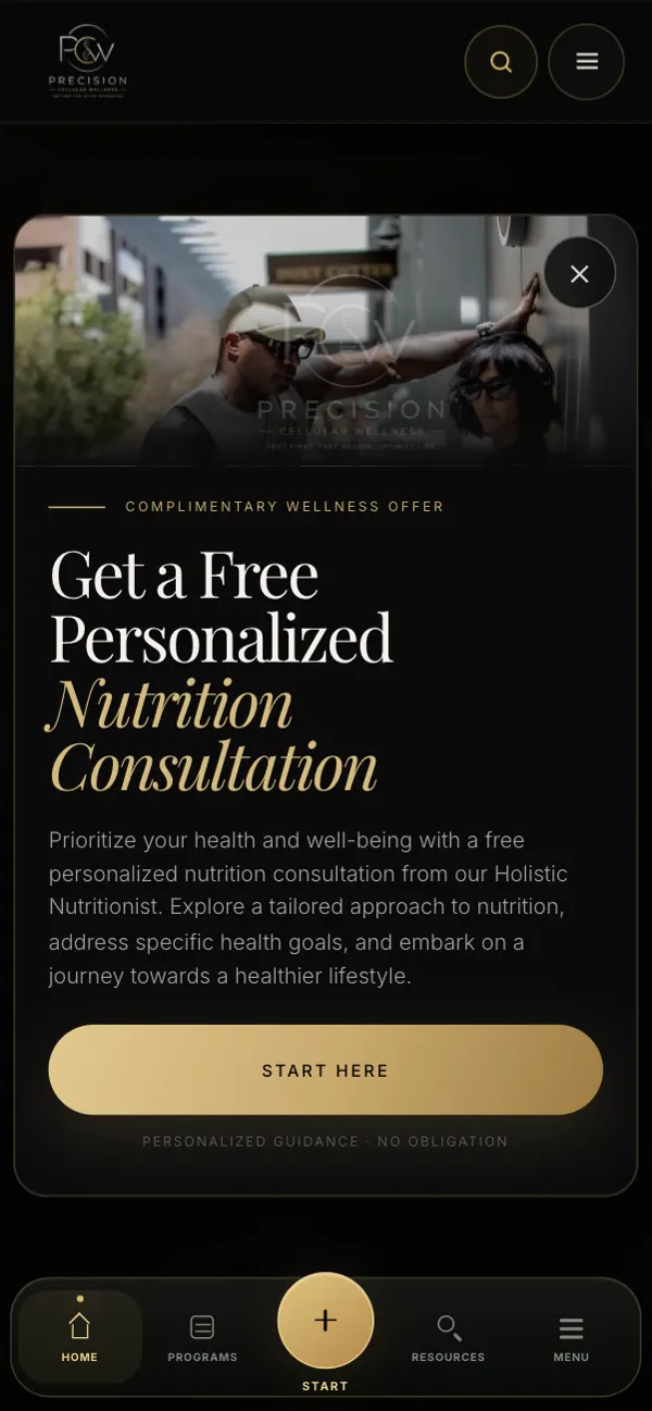 Precision Cellular Wellness on a phone