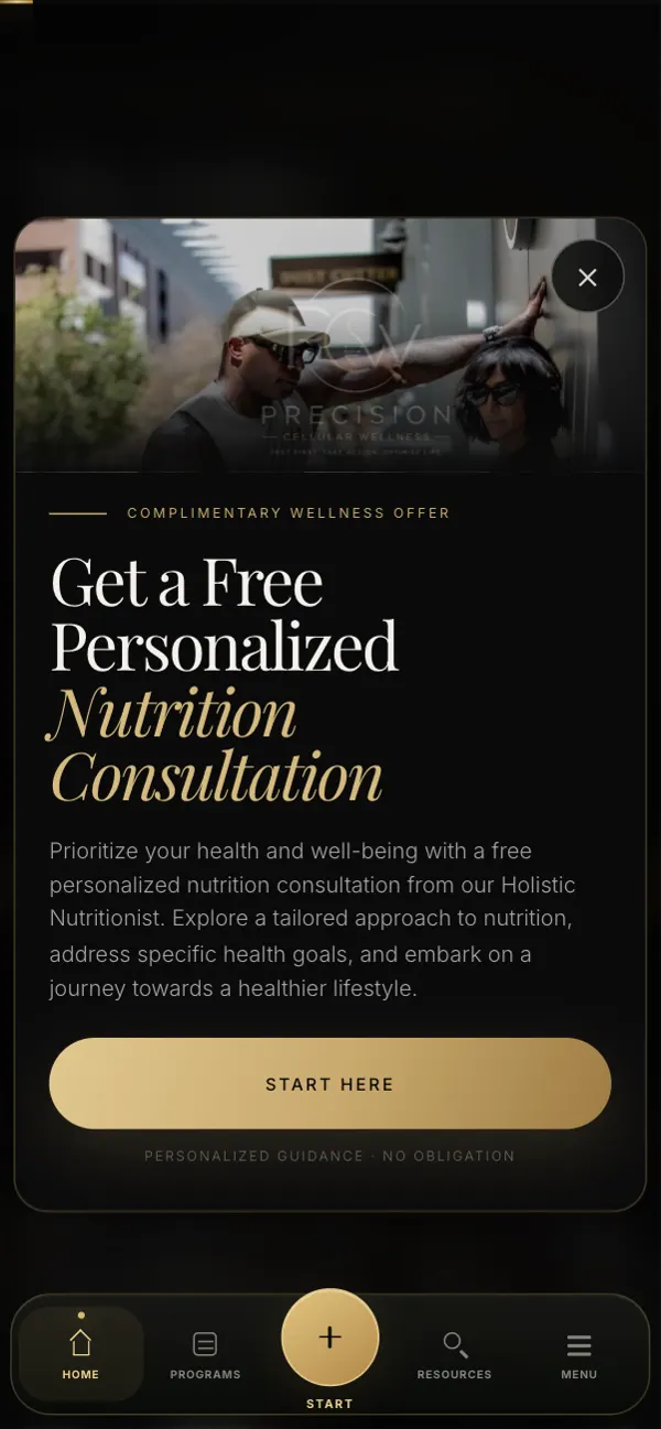 Precision Cellular Wellness on a phone