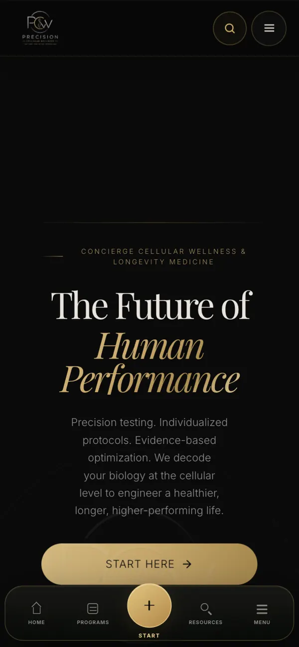 Precision Cellular Wellness on a phone