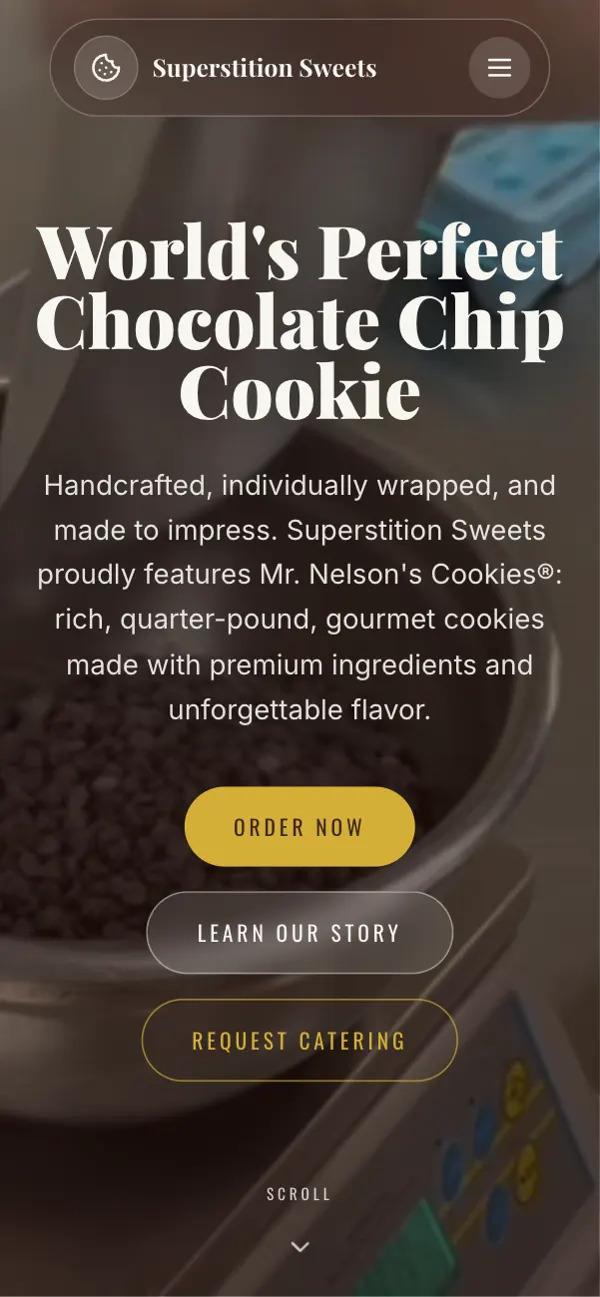 Superstition Sweets on a phone