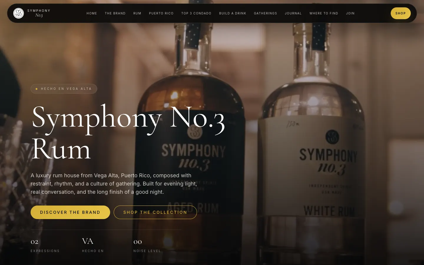 Symphony No. 3 Rum website by Chenzo Designs
