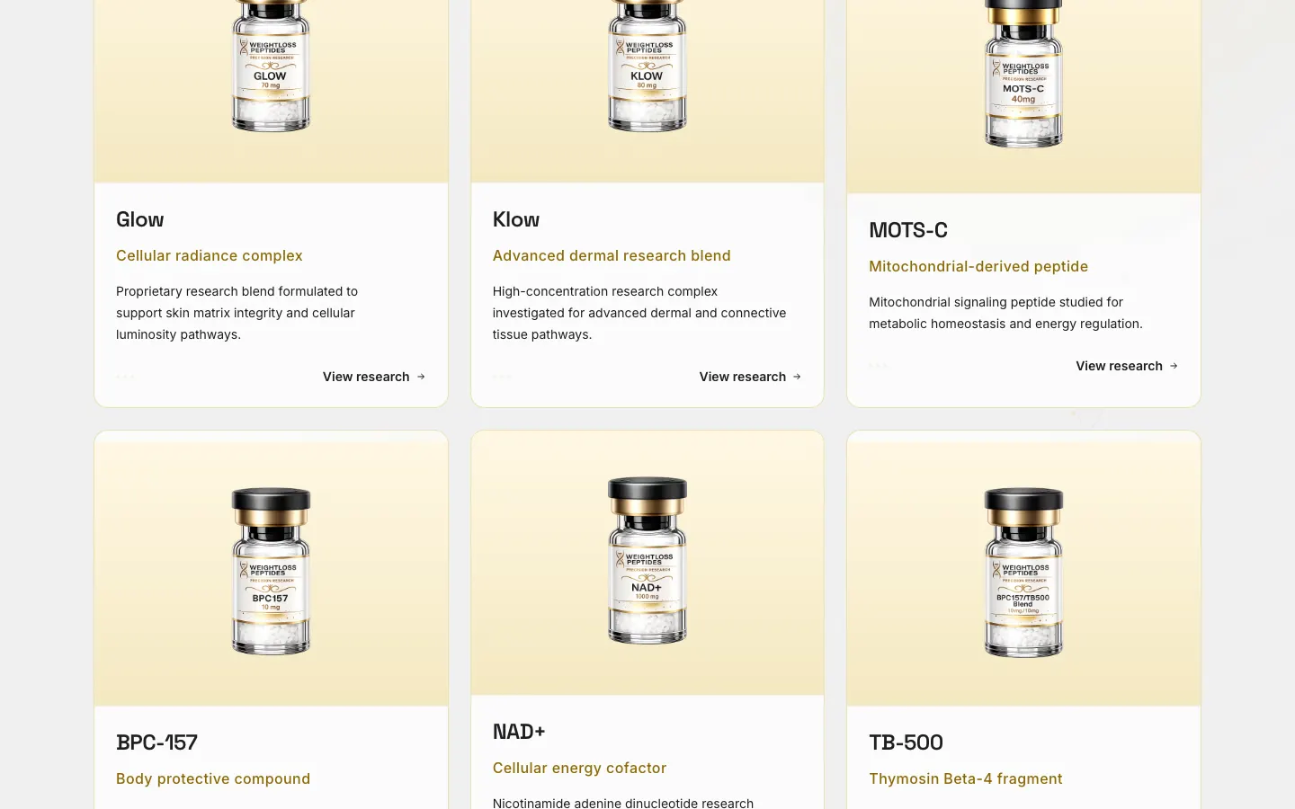 Weight Loss Peptides Precision Research website detail