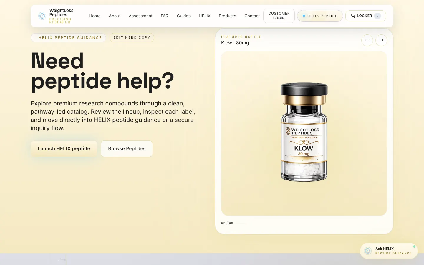 Weight Loss Peptides Precision Research website by Chenzo Designs