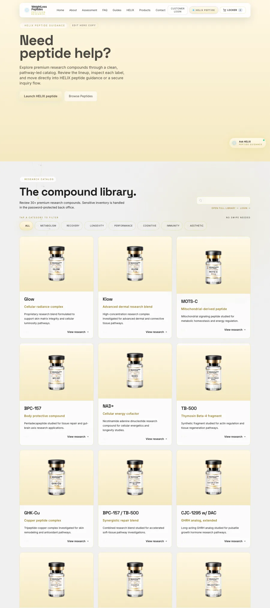 Weight Loss Peptides Precision Research website by Chenzo Designs
