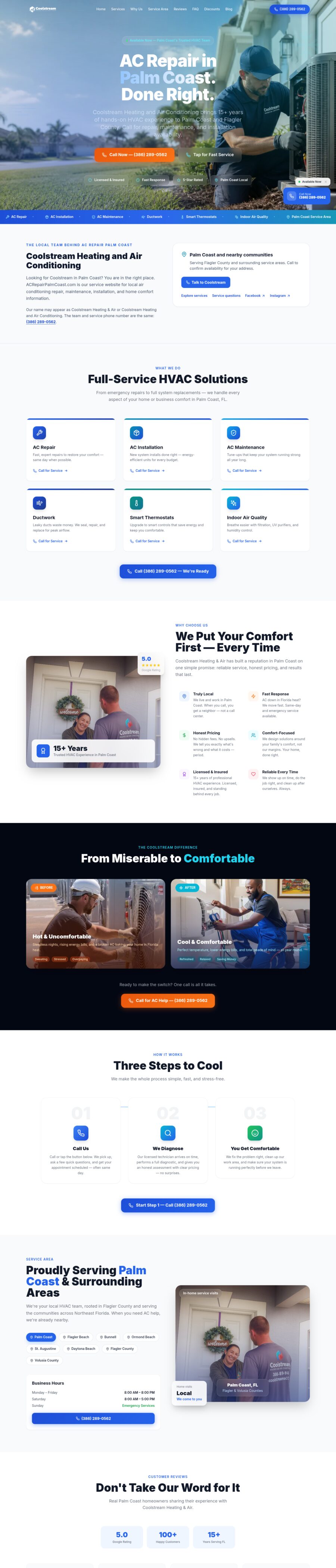 AC Repair Palm Coast website by Chenzo Designs