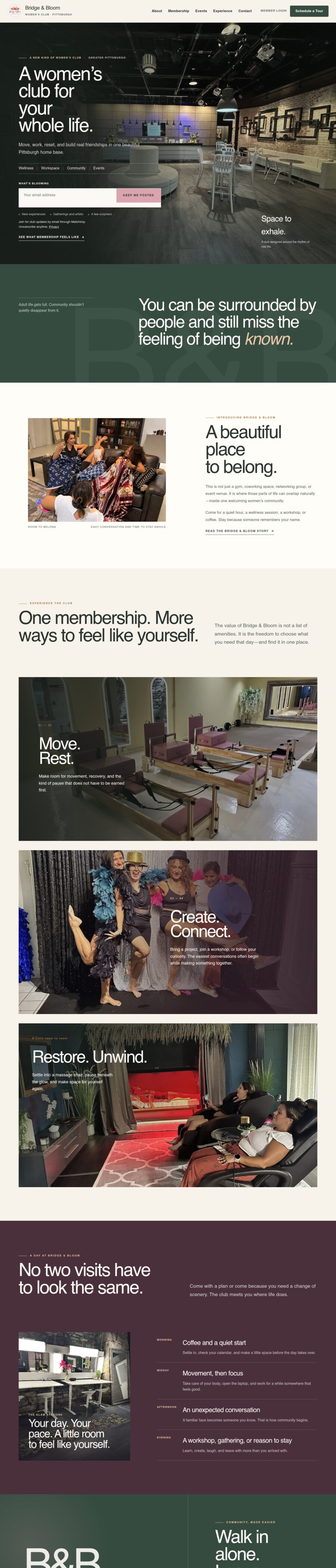 Bridge & Bloom Club website by Chenzo Designs