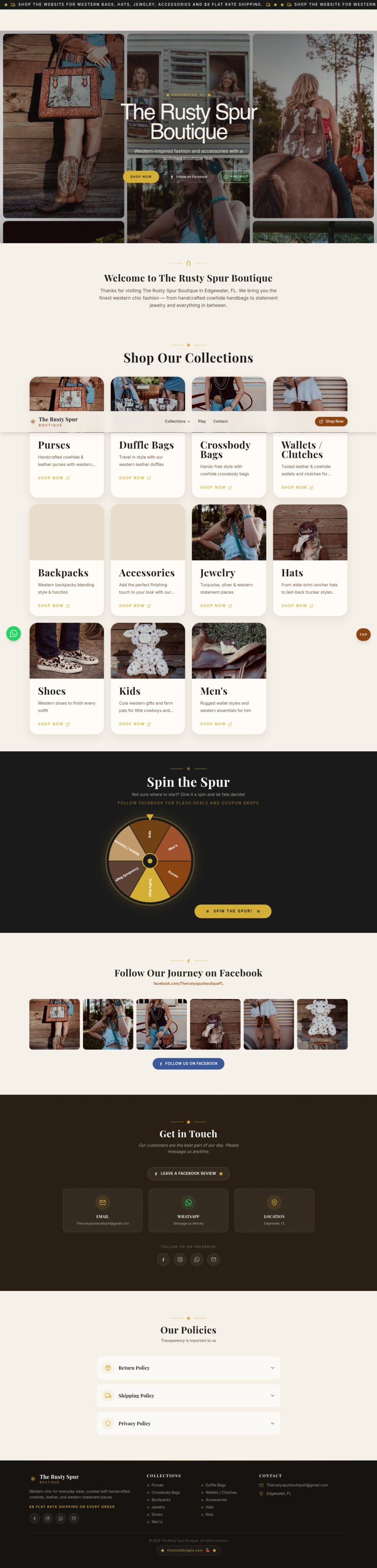 The Rusty Spur Boutique website by Chenzo Designs