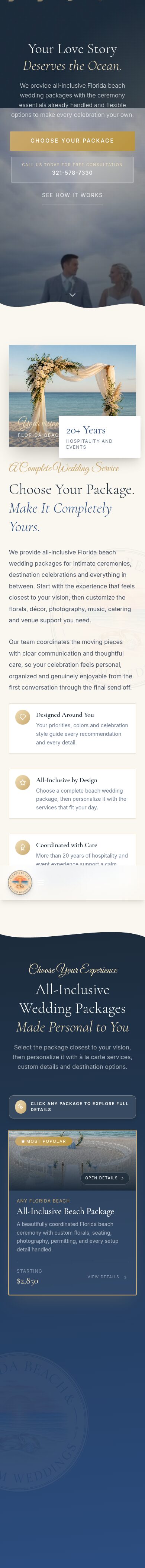 Florida Beach & Custom Weddings on mobile